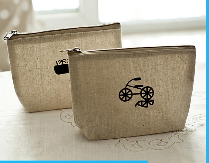 Eco Cotton túi nhà máy bán ít bông vải bút chì túi Mỹ phẩm túi vải với dây kéo